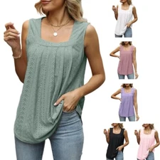 Stylish Crinkle Detail Sleeveless Square Neck Vest For Casual Gatherings