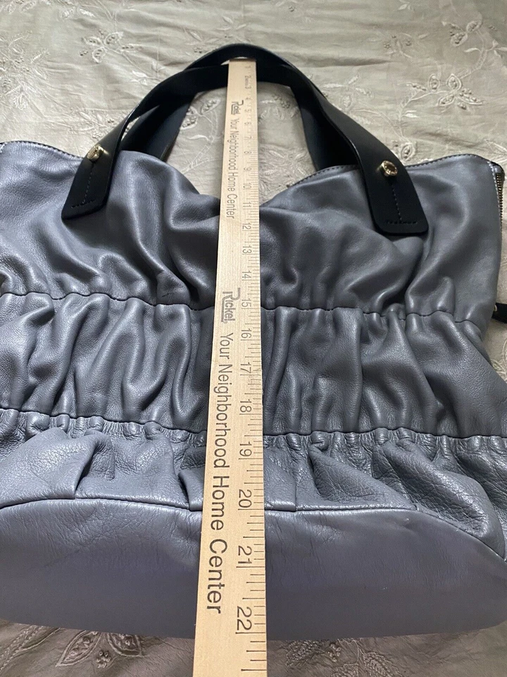 Ripani черный серый кожаный сумка с короткими ручками собранными в Рюш Италии серый сумочки наплечная сумка - Изображение 3 из 4