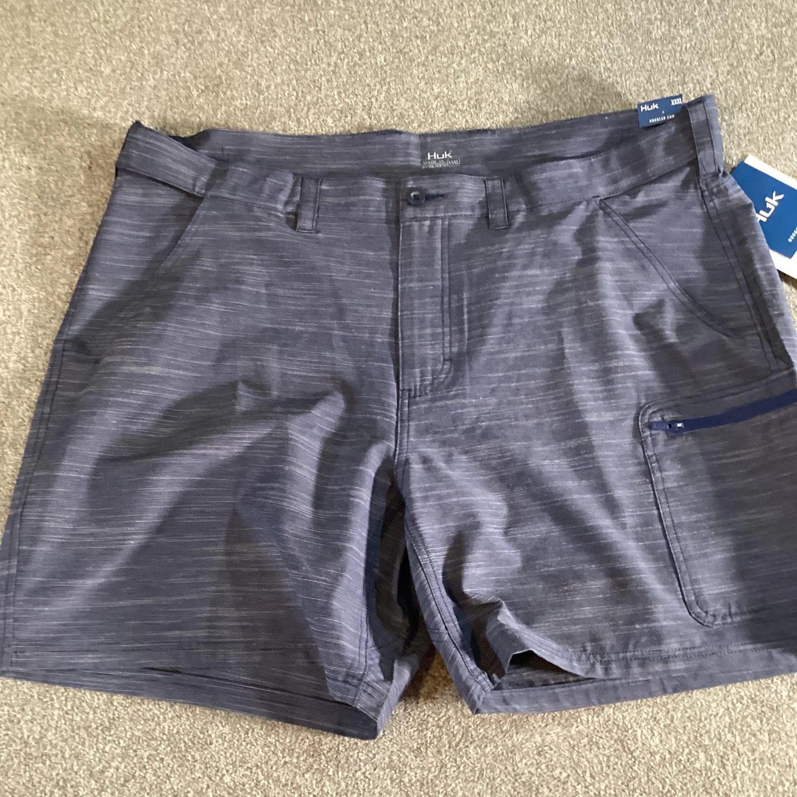 Huk Shorts Mens 3XL Navy Blue NXTLVL Rise Slub 7 Performance Fishing Outdoor