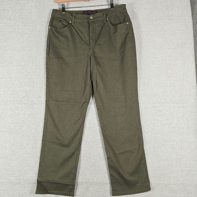 Gloria Vanderbilt Amanda Jeans Womens 12 Short Olive Green Straight Leg Stretch