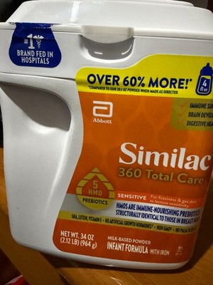 4 Tubs Similac 360 Total Care Sensitive  34 oz. expired in 2027, free shipping