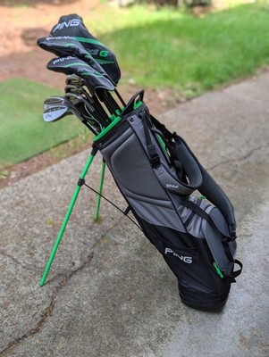 PING Prodi G Junior Set RH Stiff Graphite w/ Stand Bag Black/Green + Flynn Irons