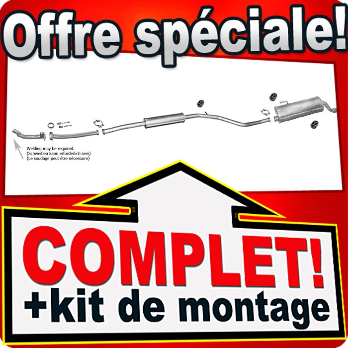 Ligne d'échappement Peugeot 206 1.6 dès 2005 en acier renforcé et embout chrome