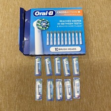 Genuine Oral-B Cross Action Electric Toothbrush Head Pack of 10 New Open Box