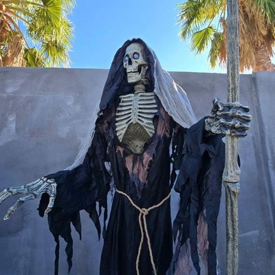 Halloween 7ft LED Grave & Bones Inferno Reaper Animatronic Motion Activated Prop