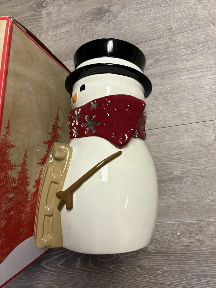 2014 Bath & Body Works 16” Ceramic Snowman Luminary Candle Holder with Box - Image 3 of 4