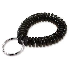 Lucky Line 4102005 Key Chain, Black, Polyurethane, Steel, Wrist Coil, Nickel