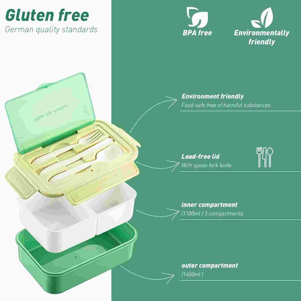 Lunch Bento Box Microwaveable Lunch Box Leak-Proof Picnic Box 3 Interval Storage