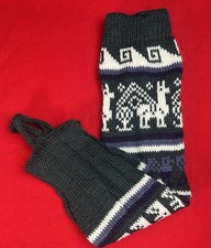 Alpaca Wool Green Leg Warmer Peru Llama Design 19 Inches Long New