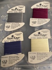 STITCHING THREADS-4 Neon Rays Rainbow Gallery Needlepoint Ribbon Germany Rayon