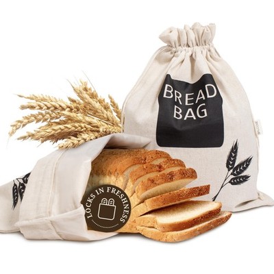 2 x Plastic Lined Bread Bags For Homemade Bread/Homemade Bread Storage Linen ...