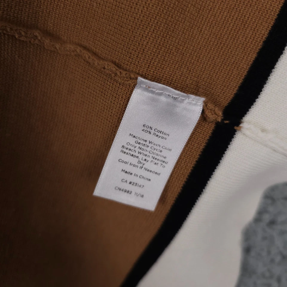 Suéter Cárdigan Talbots Plus Para Mujer 1X Marrón Crema Negro Borde Frente Abierto Tejido Foto 4 de 4