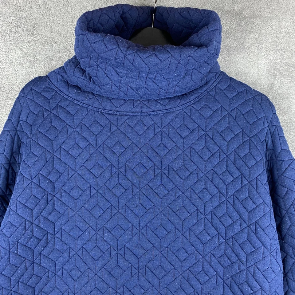 GapFit Sweatshirt Womens Medium Blue Quilted Textured Cowl Neck Funnel Pullover - Image 2 of 4