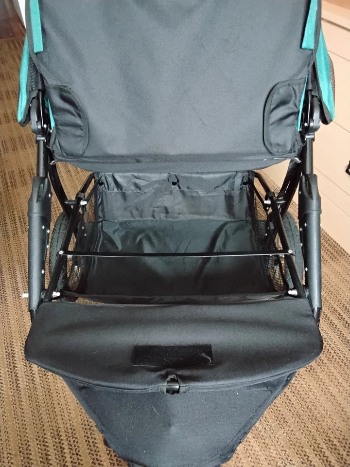 Pet Stroller Dog & Cat Cage 3-Wheel Travel Folding Carrier - green  - Image 4 of 4