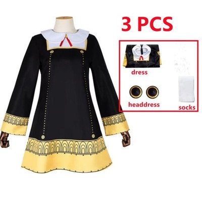 Anime SPY X FAMILY Anya Forger Cosplay Kostüm schwarzes Kleid Uniform Mädchen