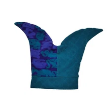 Jester Hat Beanie Fitted Mens Purple Teal Fleece Colorblock Winter Costume Elf