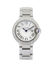Cartier Ballon Bleu W69010Z4 28mm Ladies Diamond Watch Box Papers Guarantee