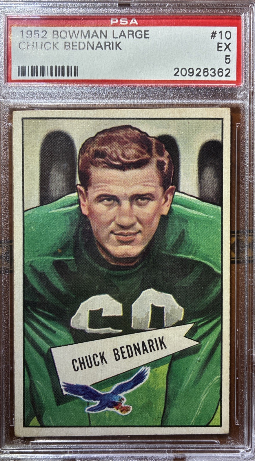 Chuck Bednarik PSA 5 1952 Bowman Large 🏈 #10 SP Set Break Philadelphia Eagles