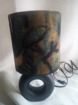 Small ceramic  Black Lamp Hand painted shade 7'' Shade