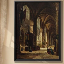 Cathedral Interior Oil Painting Canvas Print Wall Art Decor Vintage Home Decor