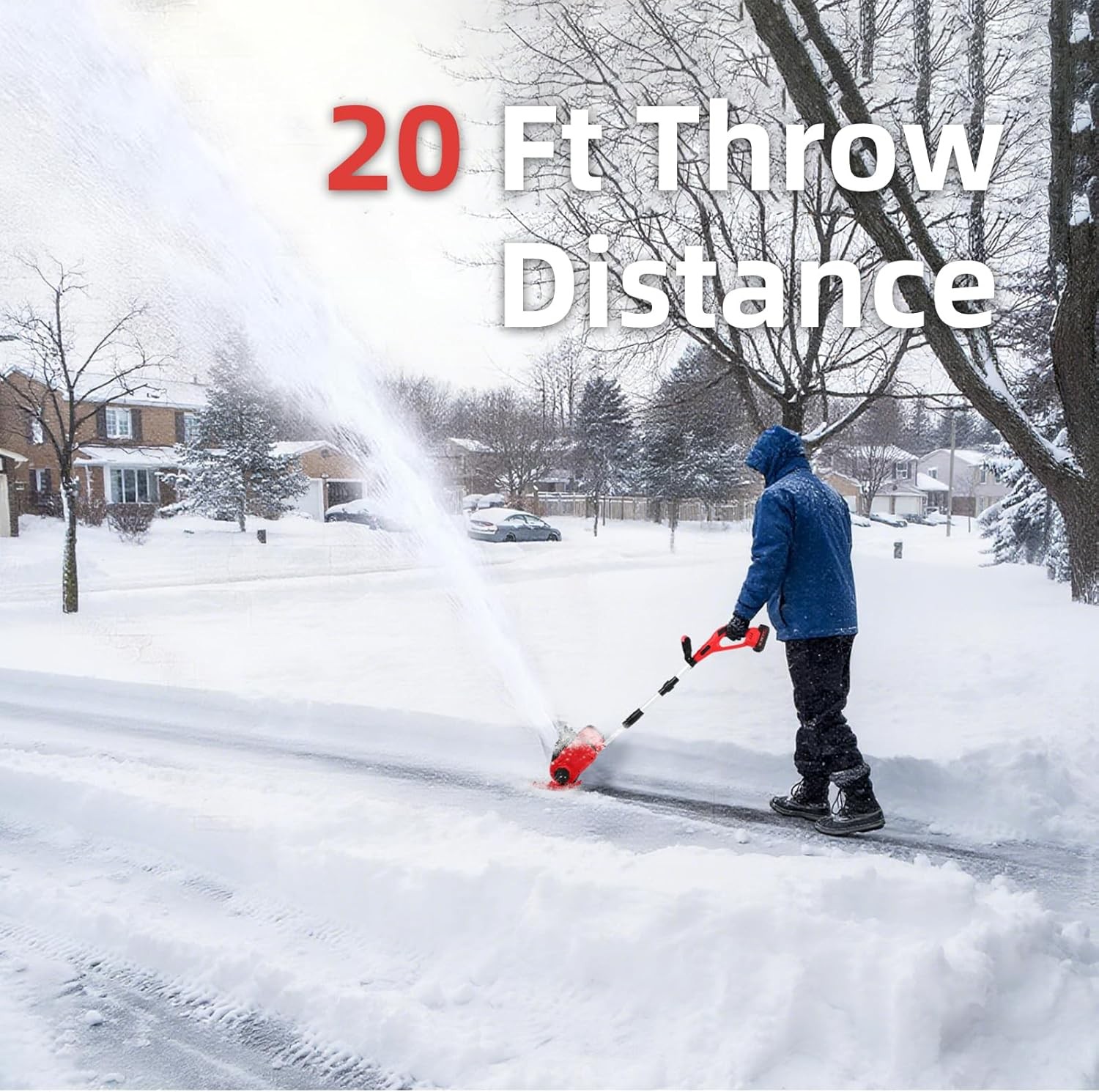 12'' Cordless Snow Shovel 21V Battery Powered Electric Snow Blower w/2 Battery