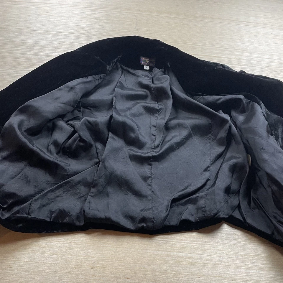 Blazer Vintage Terciopelo Recortado Años 80 Doble Pecho Talla 4 Charter Club Rayón Blazer Foto 2 de 4