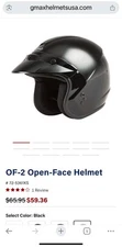 GMAX OF-2 Open Face Motorcycle Helmet Black