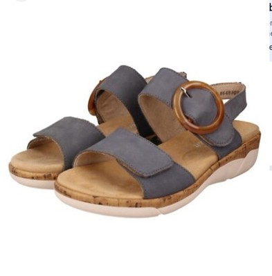 LADIES REMONTE BLUE LEATHER HOOK & LOOP SUMMER SANDALS Size 7.5 / 38 Comfortable