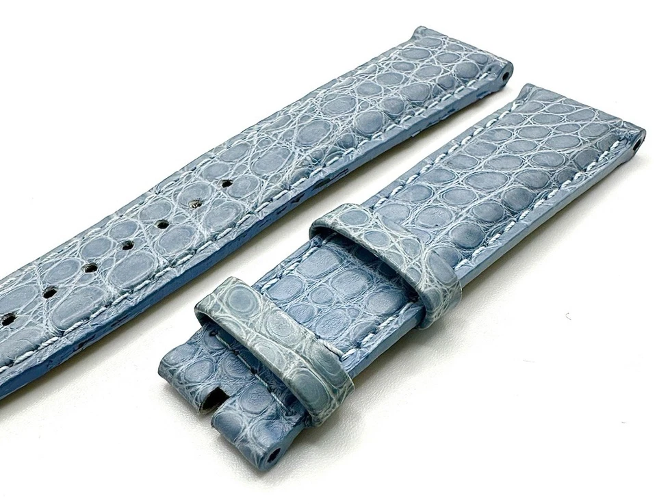 Correa de cuero de cocodrilo acolchada azul Corum 21x18 mm genuina nueva/usada Foto 3 de 4