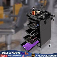 Beauty Salon Trolley Equipment Rolling Cart Tray Hair Styling Storage Station