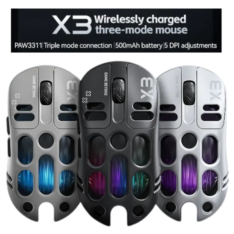 RGB Gaming Mouse TWOLF X3 PixArt PAW3311 12000 DPI 500mAh BT/2.4 Wireless/Wired