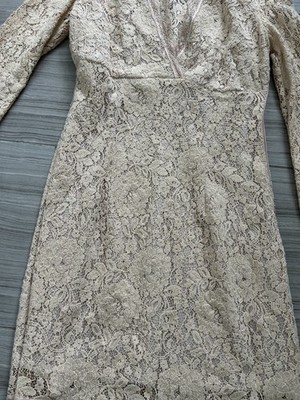 Blugirl Blumarine Beige Lace Cocktail Dress Made in Italy Size US
