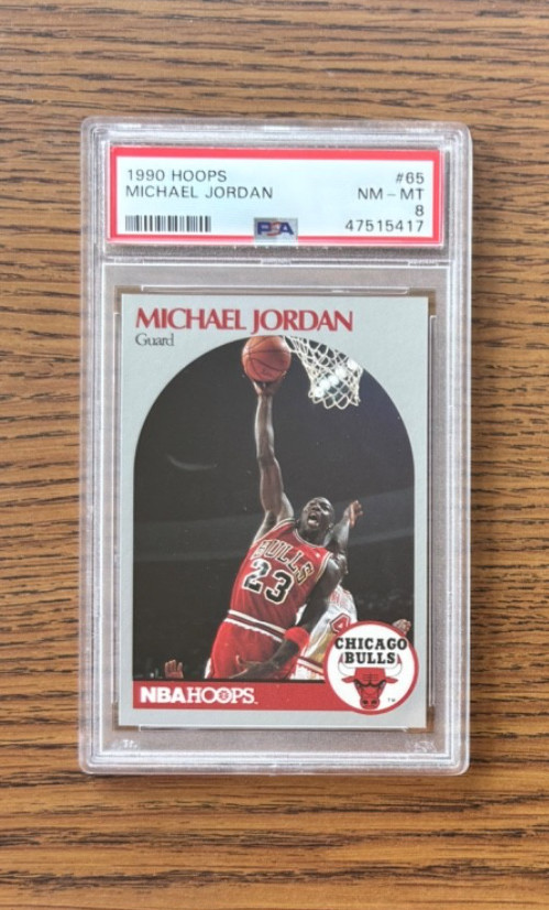 1990 HOOPS BASKETBALL #65 MICHAEL JORDAN PSA 8 NM-MT