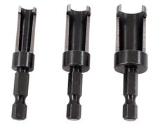 Milescraft Plug Cutter Set 3 Piece Steel Drill Bits for Tapered Wood Plugs