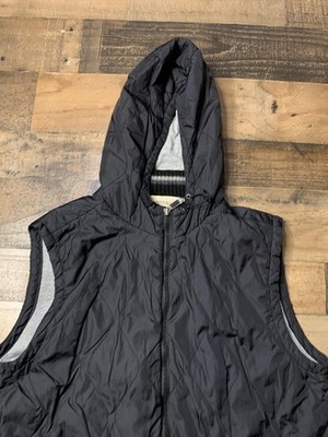 Converse John Varvatos Vest Mens XL Black Hooded Quilted Lined Puffer Zip
