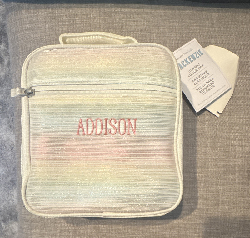 Pottery Barn Kids Mackenzie Classic Lunch Bag Stripe Rainbow Addison Small