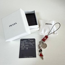 PRADA Greta Doll Charm Keychain Strap 1ARD44 Red Saffiano Leather Vintage New