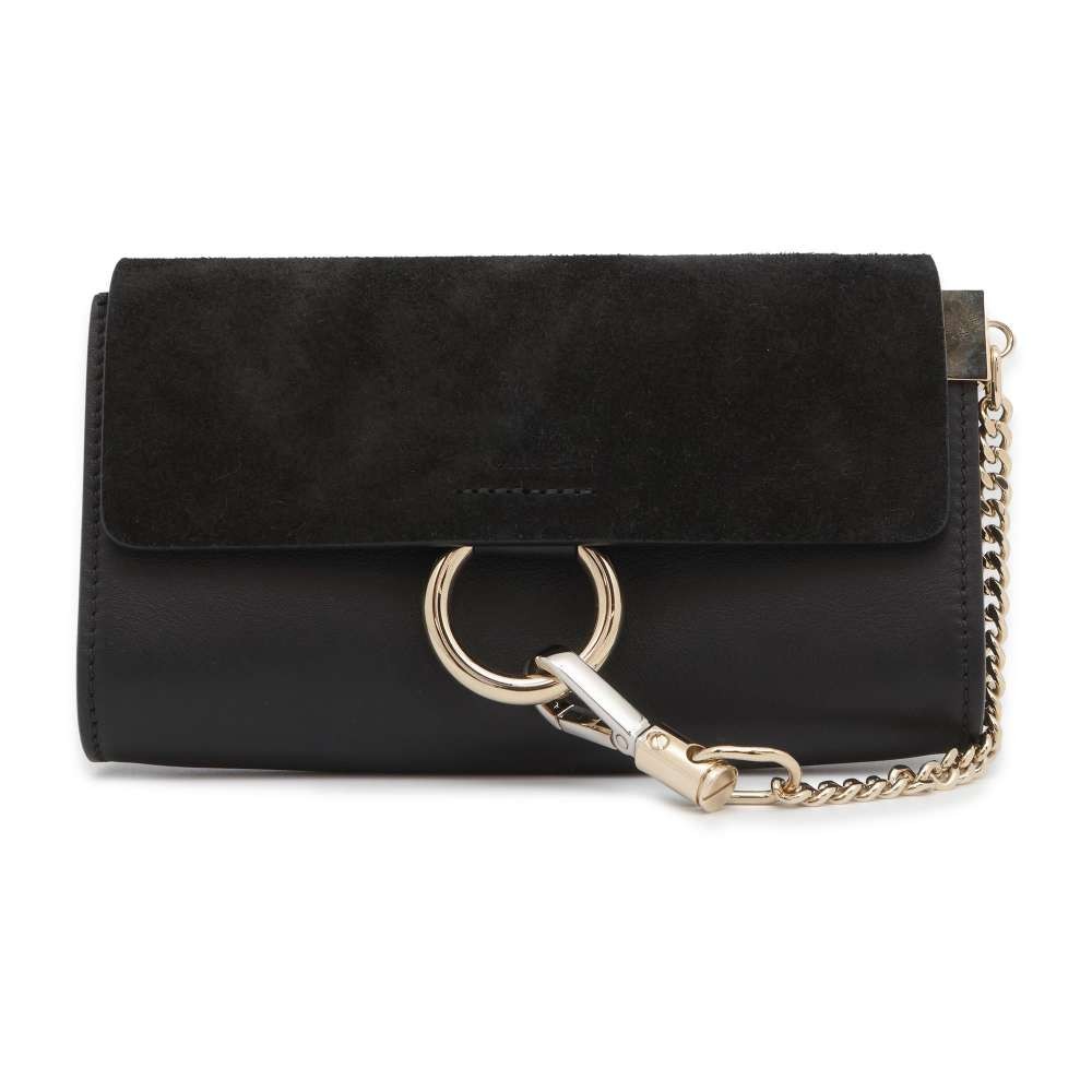 Chloe Faye Suede Shoulder Bag Black
