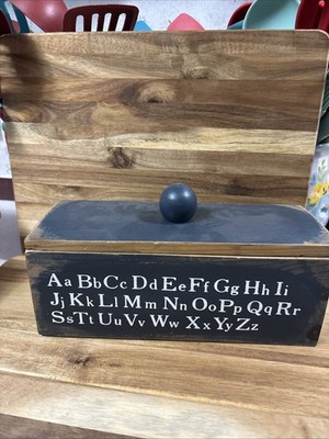Primitive style Wooden rectangular 10'' alphabet Rustic Country Blue decor box
