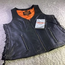 Milwaukee Leather Diamond Black Motorcycle Vest Concealed Pockets Size L NWT
