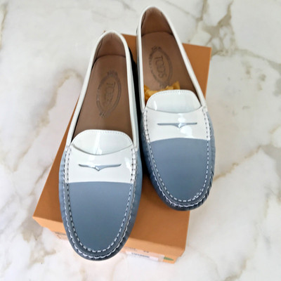 Tod's NIB AUTH Gommini Colorblock Patent Leather Driving Loafers Sz 39