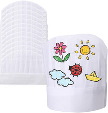 12 Pack Chef Hats for Kids, Disposable Chefs Hat Bulk DIY Kids Chef Cap for Baki