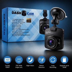 HD 1080p Voiture caméra Dash DVR Vision nocturne 170° Détection de mouvements à angle large Nouveau