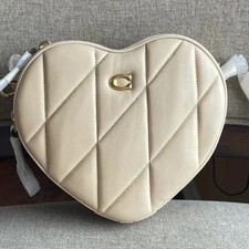 NWT Coach CE725 Heart Crossbody Bag With Quilting Nappa Leather In Ivory
