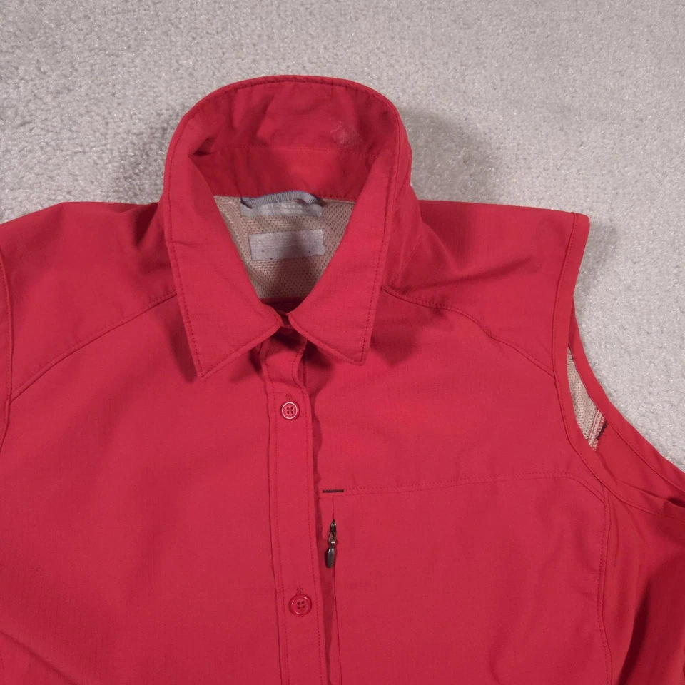 Columbia Shirt Womens Large Red Sleeveless Omni Shade Sun Protection Hiking - Image 3 of 4