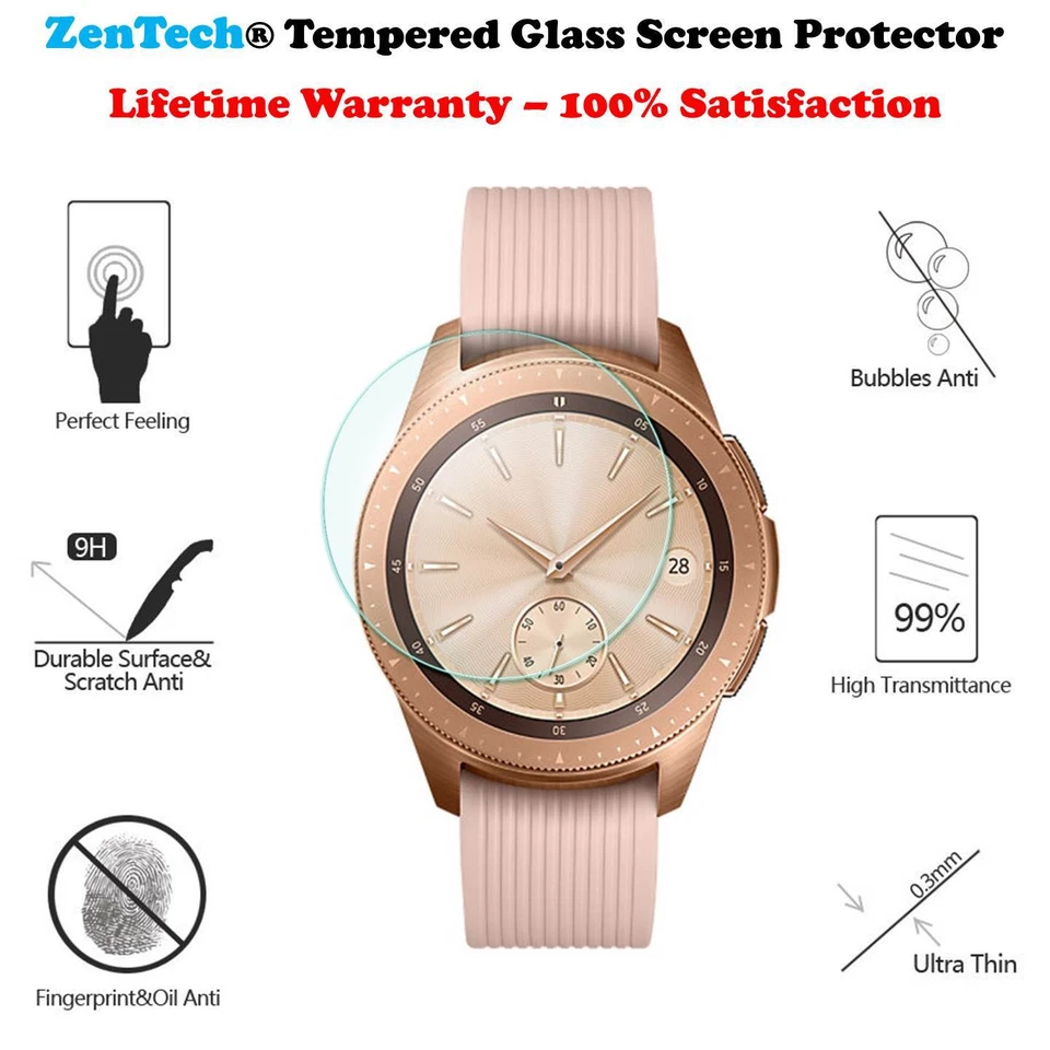 PACOTE COM 3 Capa Protetora de Tela de Vidro Temperado Samsung Galaxy Watch 42 mm ZenTech - Imagem 3 de 4