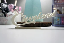 Cleveland Logo Script Sign 7 1/2" Office Desk or Home Decor Browns Cavs Indians 