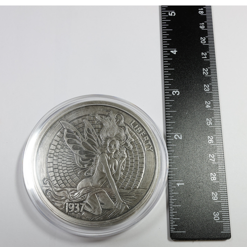 2016 Mr. The Hobo Nickels Antique 1oz Silver Green Fairy Fishbone Coin #54390P - Picture 5 of 5