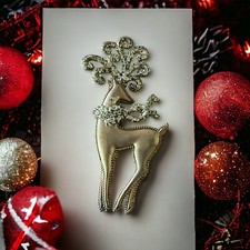 Gold Glitter Reindeer Deer Sparkly Ornament 7.25  Double sided
