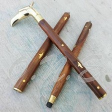 Vintage Antique Style Victorian Solid Brass Handle Wooden Walking Stick Cane